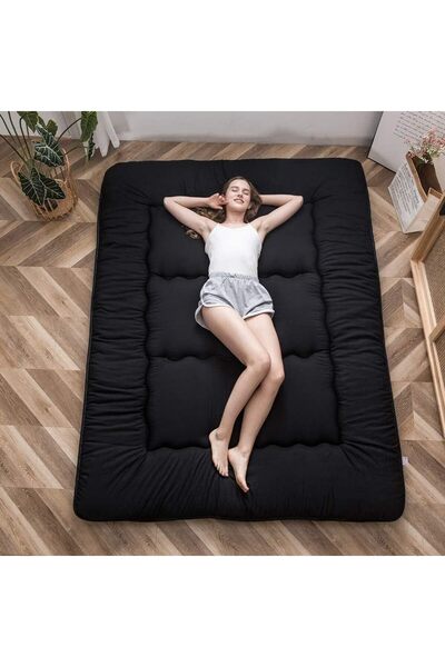 sharpdo Tatami Mattress 180x200cm Folding Mattress Floor Sleeping Mat Black 8cm Thickness