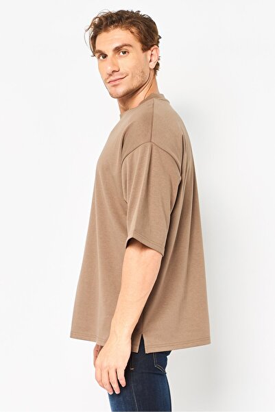 Core Elements Men Crew Neck Plain Short Sleeve T-Shirt, Brown