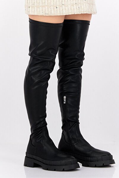 Raid Women Leather Mid Calf Boots, Black