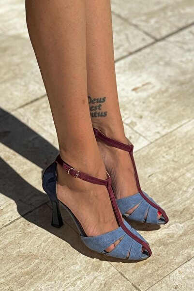 Gökhan Talay Princess Women's Classic Heeled Shoes Blue Suede