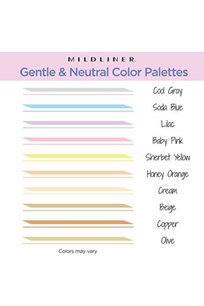 Zebra Mildliner Double-Ended Highlighters, Chisel & Fine Tip, Neutral Soft Colors, Pack of 10