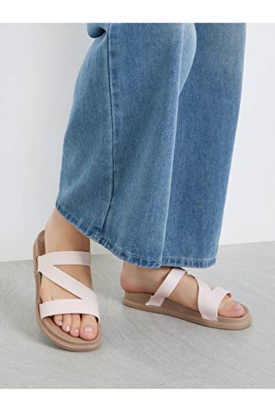 Styli Pink Criss-Cross Flat Sandals