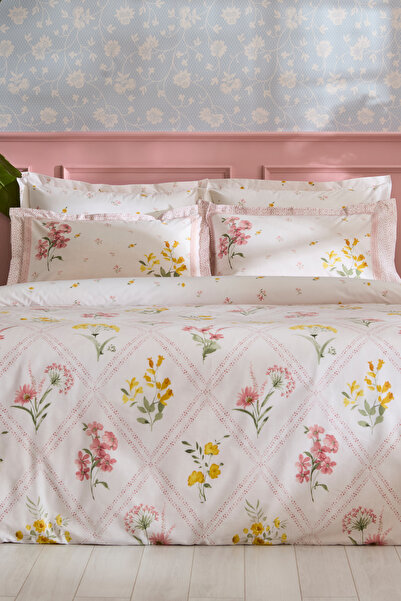 Karaca Home طقم غطاء لحاف مزدوج من القطن 100% بتصميم سلمون باسيوني