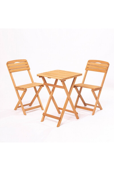 Artenova Garden furniture set - Bistro terrace with 2 chairs and 1 table, foldable, solid wood