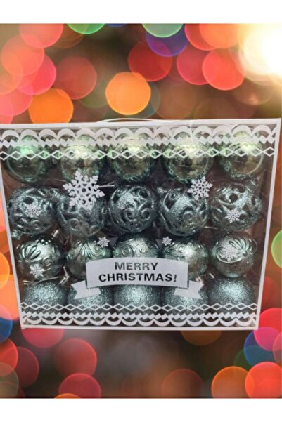 GLOB Set of 24 Christmas baubles, turquoise