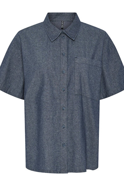 PIECES Cămașă cu mânecă scurtă Pieces, albastru