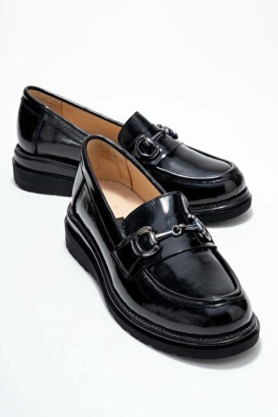 Lizy Shoes Черни дамски мокасини с катарама за всеки ден