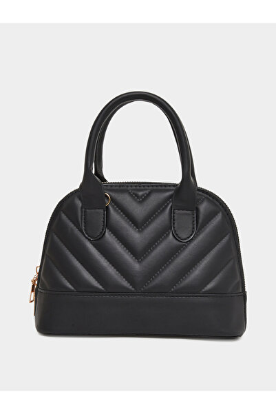 Styli Women Black V Quilted Handbag