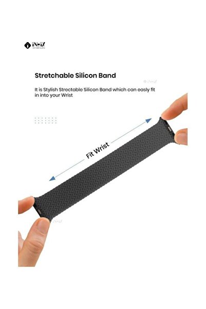 ineix Braided Solo Loop Stretchable Replacement Strap For Apple Watch 42, 44mm Length 135mm