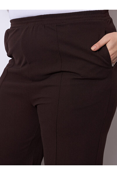 Sassafras By Styli Plus Size Brown Wide Leg Trousers