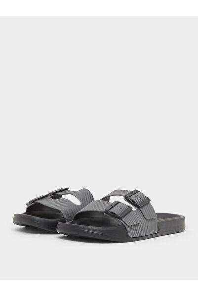 Styli Men Grey Buckle Detail Slides