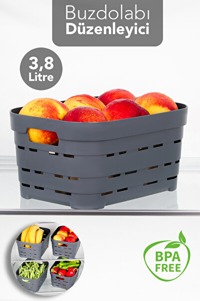 Meleni Home 1 bucată 3,8 l organizator perforat pentru frigider - bucătărie, baie, dulap multifuncțional, organizator în interiorul dulapului, antracit