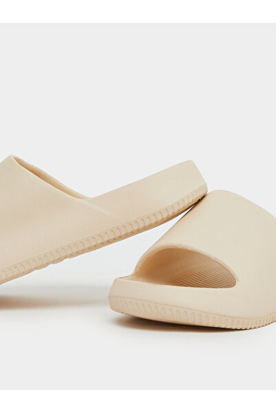 Styli Women Beige Plain Open Toe Slides