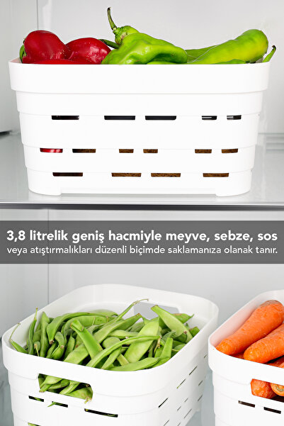 Meleni Home 2 Pieces 3.8 Lt Perforated Refrigerator Organizer - Kitchen Bathroom Multi-Purpose Cabinet Organizer White