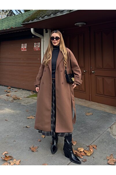 Laluvia Light Brown New Tokyo Long Cashmere Coat - 408021