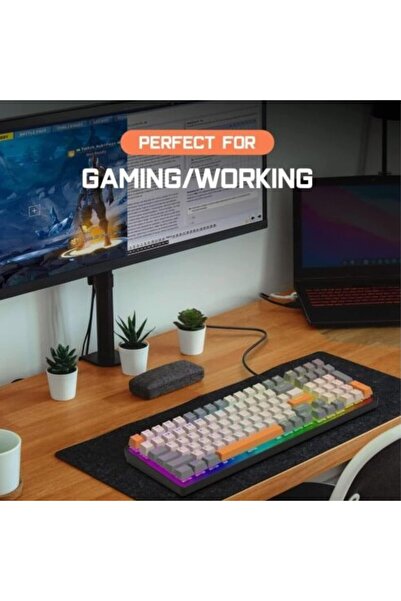 HXSJ K3 mechanical keyboard 100key game customized hot-swappable axis game computer keyboard(ORANGE)