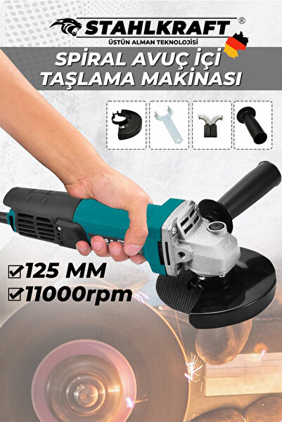 STAHLKRAFT 11000rpm Avuç Taşlama Makinesi 125 mm Bakır Sargılı Spiral