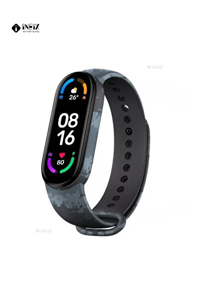 ineix حزام بديل من السيليكون الناعم لساعة شاومي مي باند 6 - تمويه رقمي