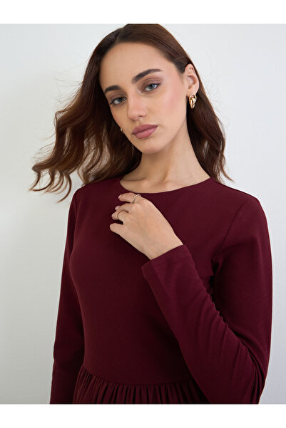 Styli Solid Long Sleeves A-Line Maxi Dress