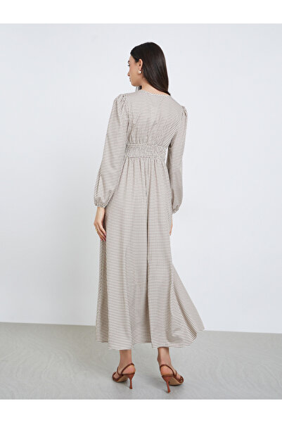 Styli Polka Dot Print A-Line Midi Dress