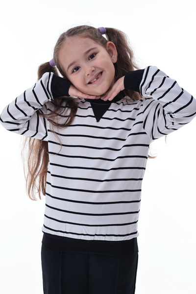 CQCQ Κοριτσίστικο ριγέ φούτερ με 2 κλωστές – Άνετο ύφασμα, ελαστικό, κομψό κα...