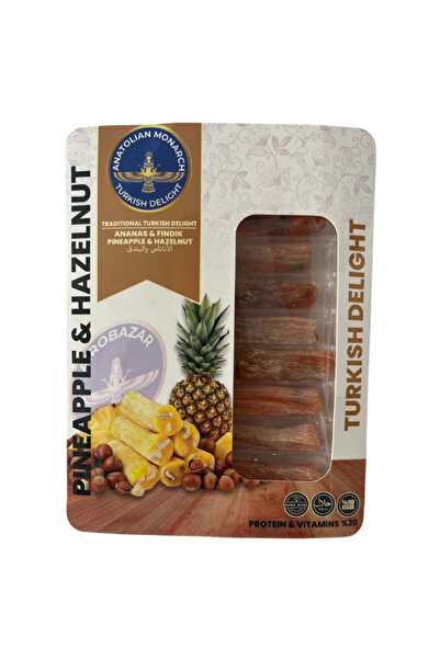 AiroBazar حلوى اللوكم بالأناناس والجوز 125 جرام - حلوى تركية غنية بالبروتين مع نكهة الفواكه والأناناس والجوز