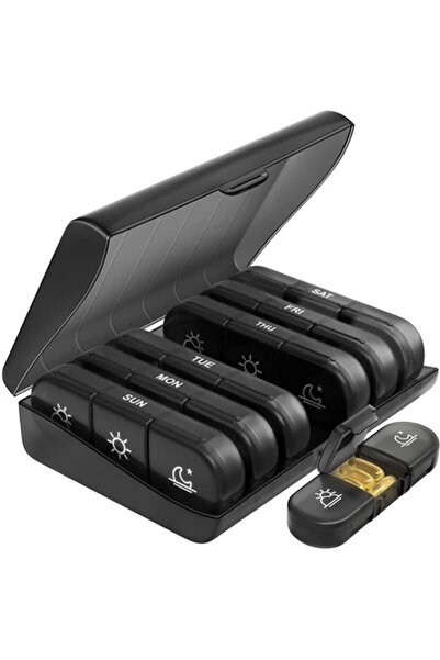 zola 7-day medication organizer, with symbols for the times of the day, plastic, gray, 15.5x12x4 cm