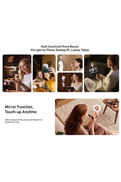 TELESIN Magnetic Selfie Light with Mirror, 360° LED Fill Light for iPhone Magsafe & Non-Magsafe