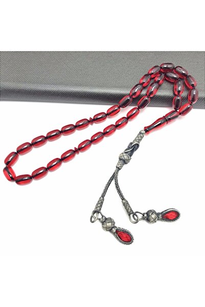 KANUNİ TESBİH Capsula croială Rozariu dublu Kazaz Kamçılı Red Fire Amber