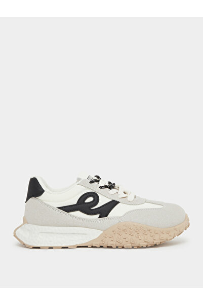 Styli Grey Panelled Lace Up Sneakers