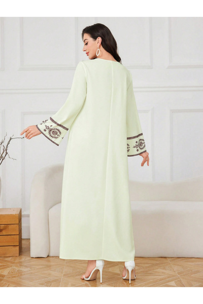 Take Two By Styli Embroidered Long Sleeve A-Line Jalabiya