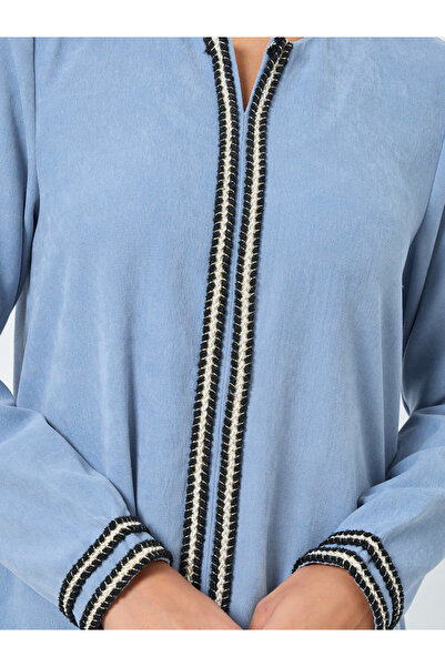 Styli Light Blue Lace Insert Maxi Jalabiya