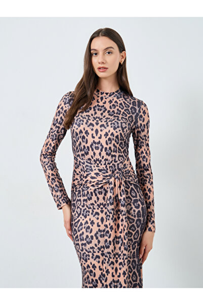 Take Two By Styli Leopard Print Bodycon Maxi Dress