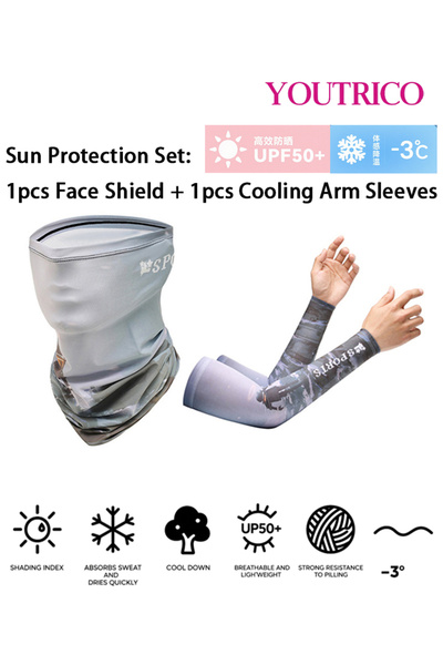 Youtrico 2pcs SPF50 Sun Protection Ice Silk Gloves Arm Covers Face Mask Set f...