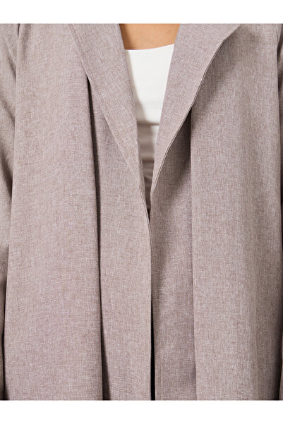 Styli Open Front Notch Label Collar Abaya