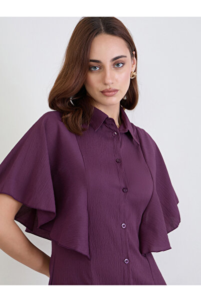 Styli Purple Textured Shirt Maxi Dress