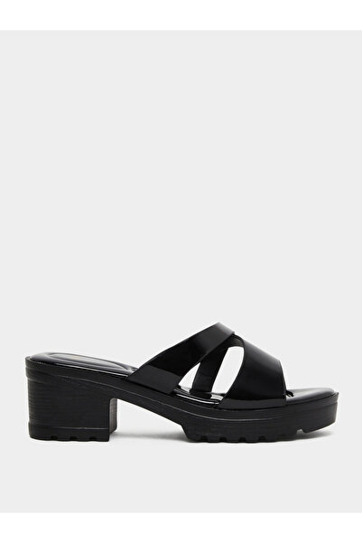 Styli Cross Strap Block Heel Sandals