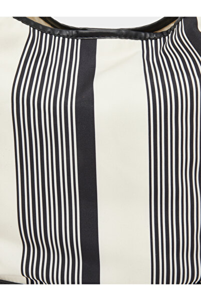 Styli Striped Tote Bag with Leather Handles