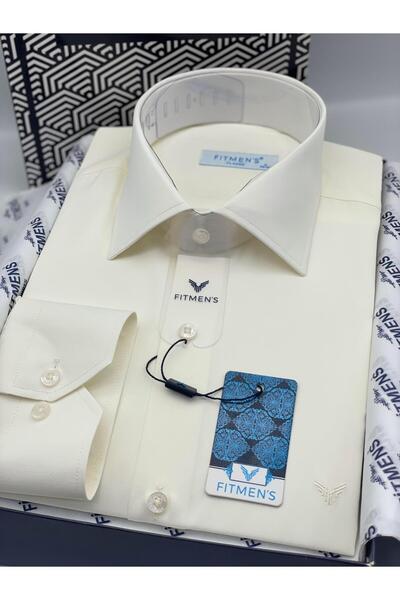 Fitmens Classic Long Sleeve Gold Satin Pocketless Gift Boxed Men's Shirt Fs-003308 - Cream