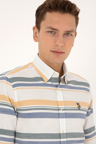 U.S. Polo Assn. Men's Cream Long Sleeve Shirt 50308456-Vr256