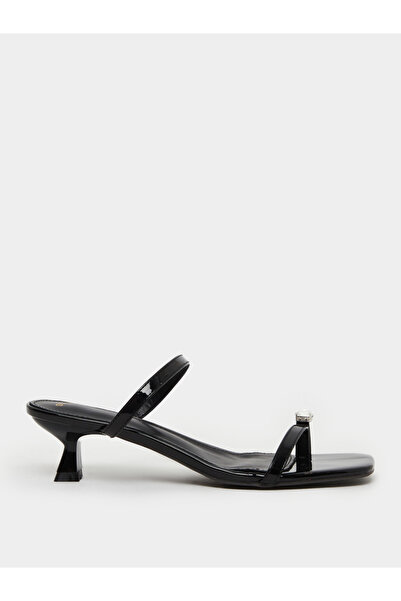 Styli Women Black Studded Kitten Heel Sandals