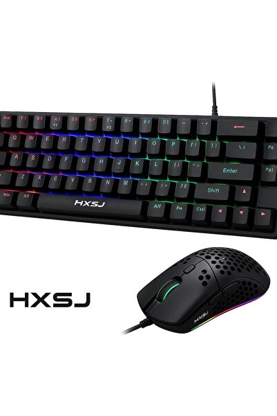 HXSJ V900/J900 61-Key Wired Mechanical Gaming Keyboard and RGB Honeycomb Mouse Combo