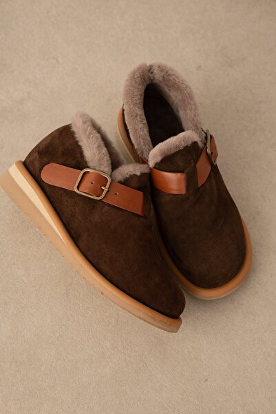 selin shoes Carnit Genuine Leather Belt Accessory Detailed Women's Boots-Aci Brown