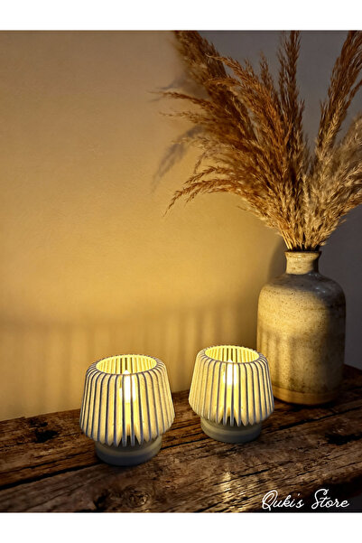 Qukis Store Dekoratif Led Mumluk, Tealight, Masaüstü Aydınlatma, 2 Adet, Teal...
