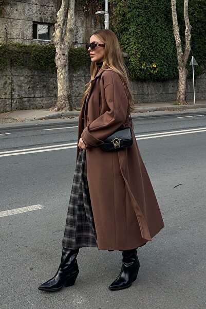 Laluvia Light Brown New Tokyo Long Cashmere Coat - 408021