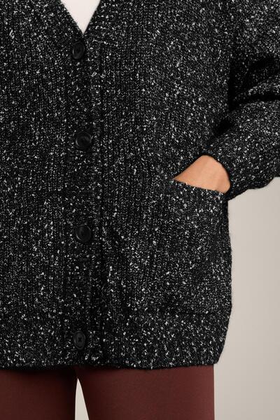 Oysho V-neck neps cardigan 27% wool