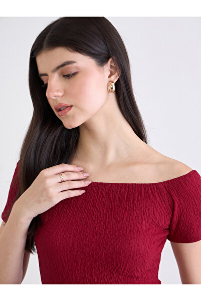 Styli Women Off Shoulder Textured Knit Maxi Dress