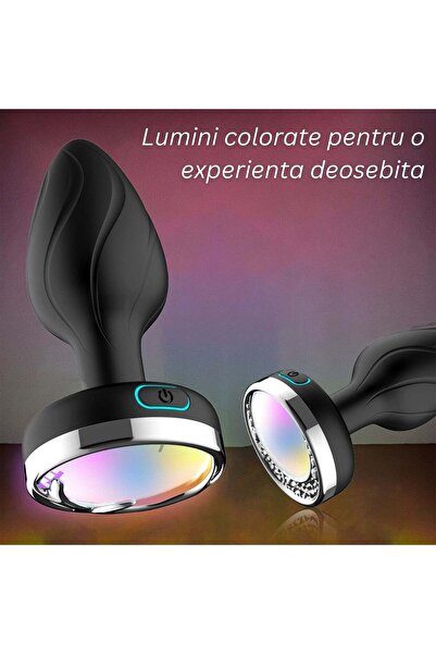 Obsessia Dop anal Galaxy, 7 moduri de vibratie, rezistent la apa, RGB, jucarii sexuale, 94 x 34 mm, negru