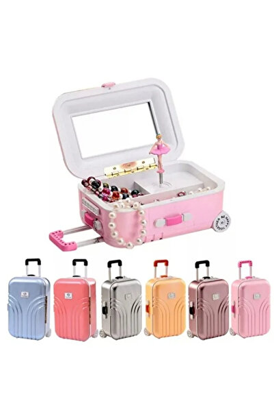 ebuuconcept Tekerlekli Müzikli Bavul Takı Kutusu – Ayna ve Dönen Balerinli Kı...