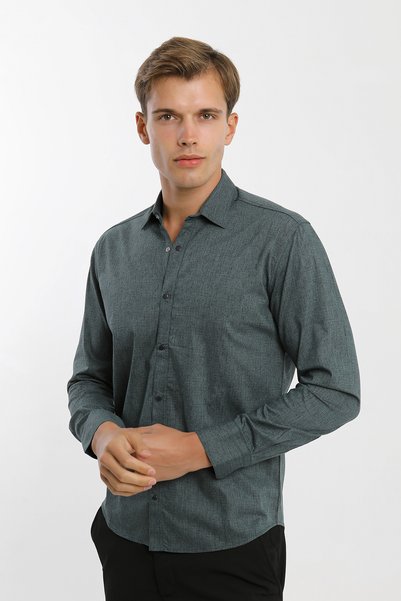 Smc by Semco Long Sleeve Snap Fastener Stretch Fabric Koton Men's Shirt Rotation Print
